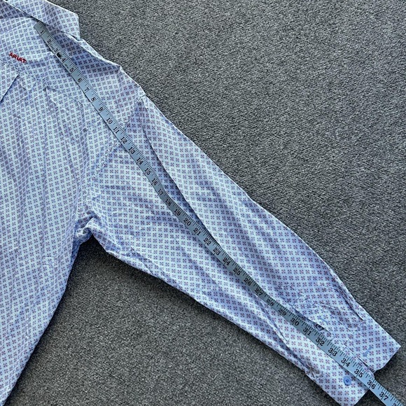 Ariat Shirt Mens 2XL Blue Geometric Western Button Down Long Sleeve Cotton - Picture 9 of 12